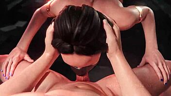 Kitana delivers deadly blowjob skills in 3D action