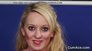 sexy model takes jizz shot right on her face!