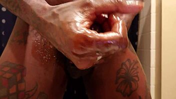 Hallelujah Johnson enjoys solo time with a pocket pussy