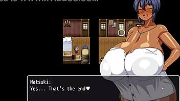 Tanned girl Natsuki in hentai game with big tits