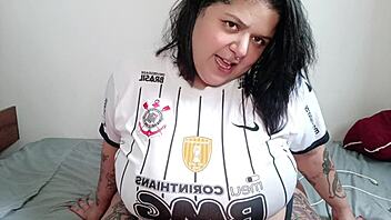 Corinthiana masturbates with balls in ass