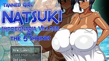 Tanned natsuki flashes huge tits in hentai game to help captain jerk off 😏