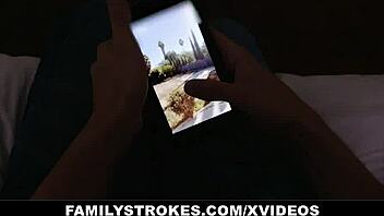 Horny stepbrother fucks stepsis and share cum in taboo sex