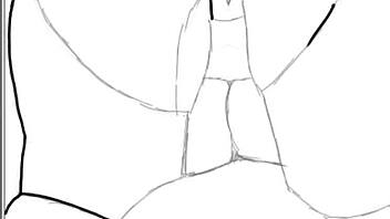 Drawing black big booty in doggy style position
