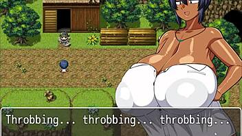 Tanned natsuki flashes huge tits in hentai game to help captain jerk off 😏