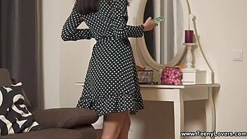 Teen lovers reach first and second orgasms in doggystyle.