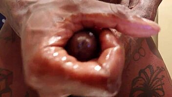 Hallelujah Johnson enjoys solo time with a pocket pussy