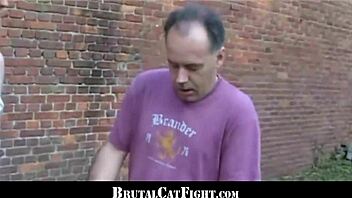 Intense catfight at the car wash with cum in mouth finish