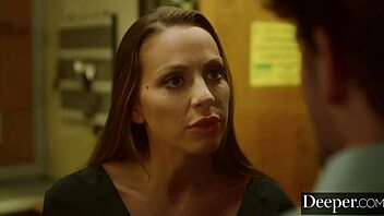 Deeper Abigail Mac fucks her young employee in the bathroom with cowgirl riding and a facial.