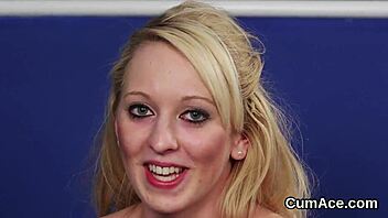 sexy model takes jizz shot right on her face!