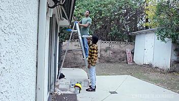 Bella Rolland gets roughly analized by two black house workers