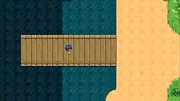 Tanned natsuki flashes huge tits in hentai game to help captain jerk off 😏