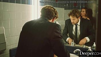 Deeper Abigail Mac fucks her young employee in the bathroom with cowgirl riding and a facial.