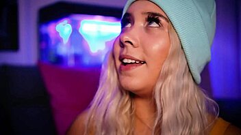 blonde babe giving footjob to boyfriend