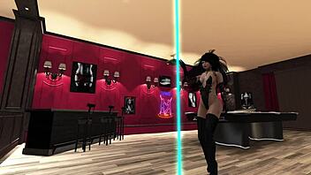 i'm watching this strip club seductress rip her clothes off, showing her shaved pussy.