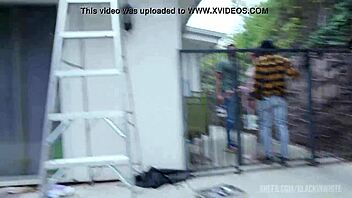 Bella Rolland gets roughly analized by two black house workers