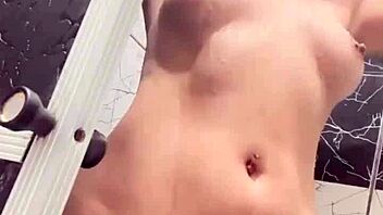 sko ella showing off her tattooed pussy and boobs in the shower