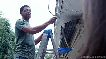 Bella Rolland gets roughly analized by two black house workers