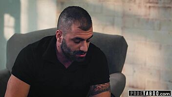 a sleazy probation officer demands sex for silence in taboo threesome action.