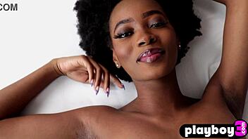 why does petite ebony teen 18+ alicia show off her perfect body in red lingerie?