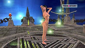 in this animated hentai, a cute girl's pussy is licked by a long tongue