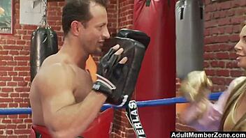 Busty blonde boxer gets a sexual workout