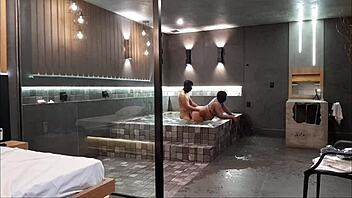 wild sex in bathtub with big black cock orgasm 😈