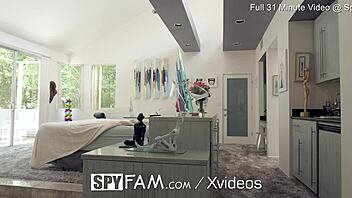 Spyfam step sister slithers into step bro bedroom!