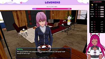 Vtuber Lewdneko gets wild in Harem Hotel Part 29 with cartoon outdoor moans