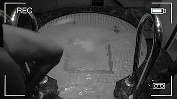 Surveillance camera captures LATINA wife CHEATING in HOTEL jacuzzi with CREAMPIE