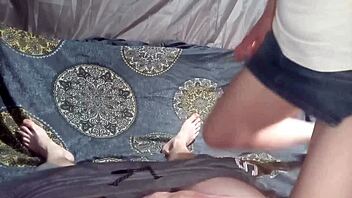 Beautiful slender step-sister chooses lingerie for a date