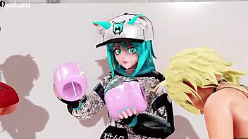 This futa in the lewd gym has big tits and monster cock