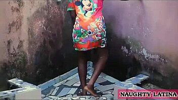 african neighbor's wife kneels for my big dick. blowjob action gets steamy fast.