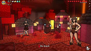 In Hornycraft parody, creeper girl and piglette give deepthroat blowjob.