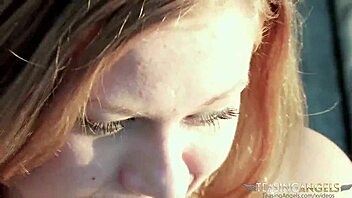 girl in park takes cash for quick outdoor bang