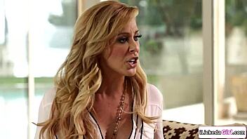 blonde teen sits on big tits stepmom's face in intimate session