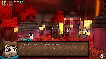 In Hornycraft parody, creeper girl and piglette give deepthroat blowjob.