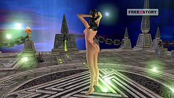 in this animated hentai, a cute girl's pussy is licked by a long tongue