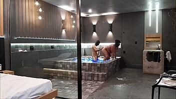 wild sex in bathtub with big black cock orgasm 😈