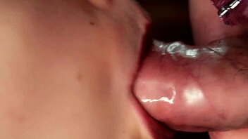 Slow Motion Close Up Fetish Red Lipstick In Cum