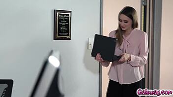 Laney Grey can’t resist her boss Jessica Ryan, acting weird just to get close and personal.