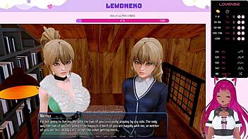 Vtuber Lewdneko gets wild in Harem Hotel Part 29 with cartoon outdoor moans