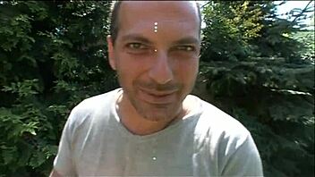 the nice blonde slut in the threesome takes two cocks and gets cumshot