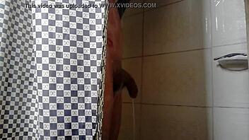 Bisexual gay masturbation in the bathroom with Andrew