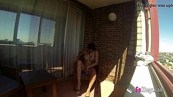 sara ray masturbates on balcony in madrid for everyone to see her nude body