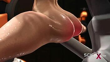 Пышная блондинка в экстремальном сексе с андроидом в научной лаборатории!