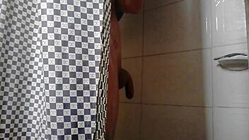 Bisexual gay masturbation in the bathroom with Andrew