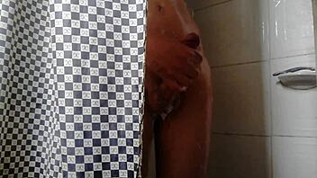 Bisexual gay masturbation in the bathroom with Andrew