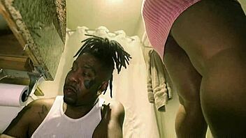 Beautiful black beauty gets a deepthroat and creampie