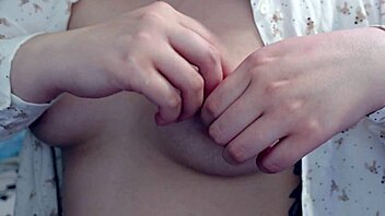 Beautiful asian teen ice nipple play